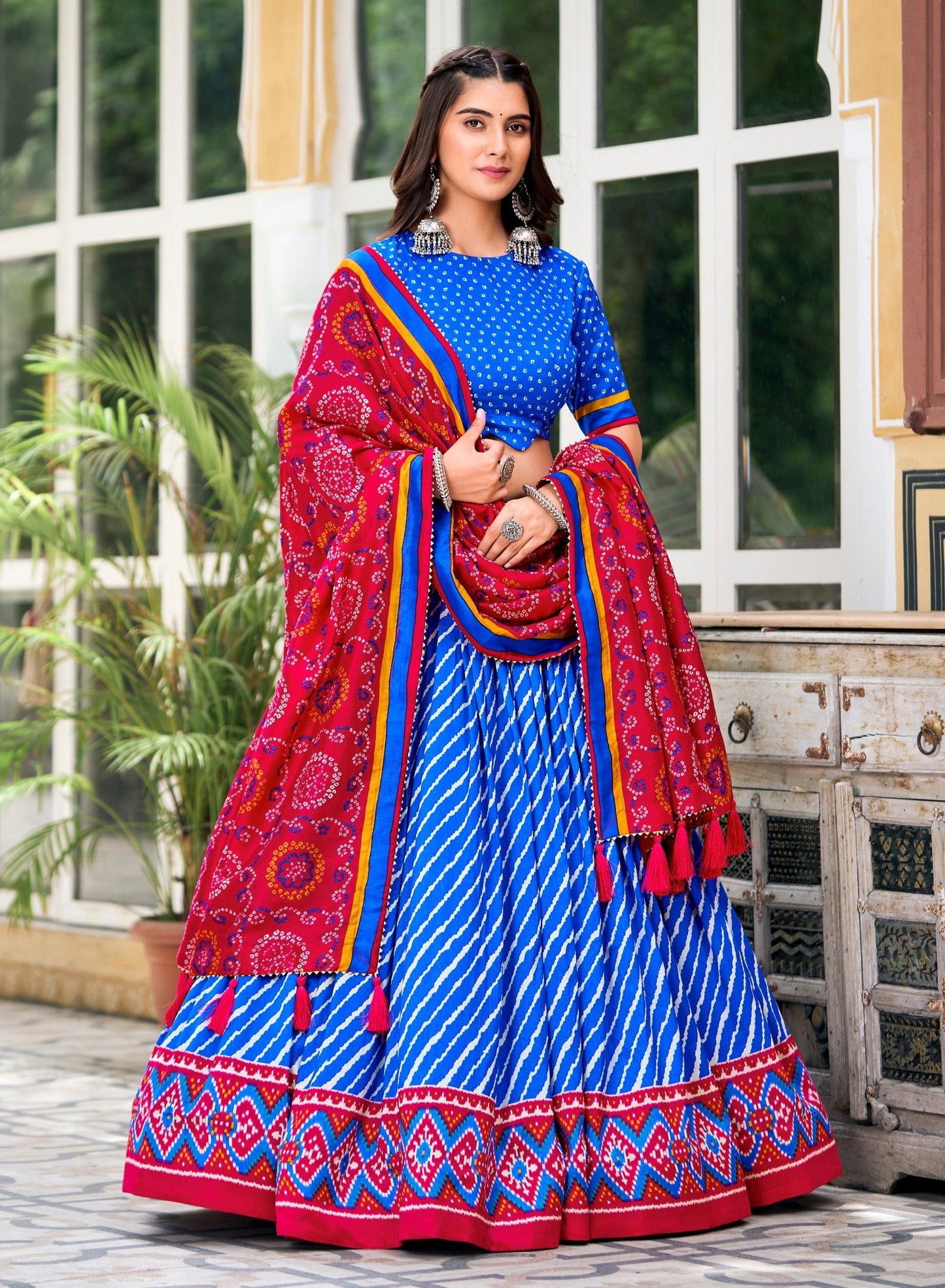 Latest Tussar Silk Leheriya Lehenga Choli
