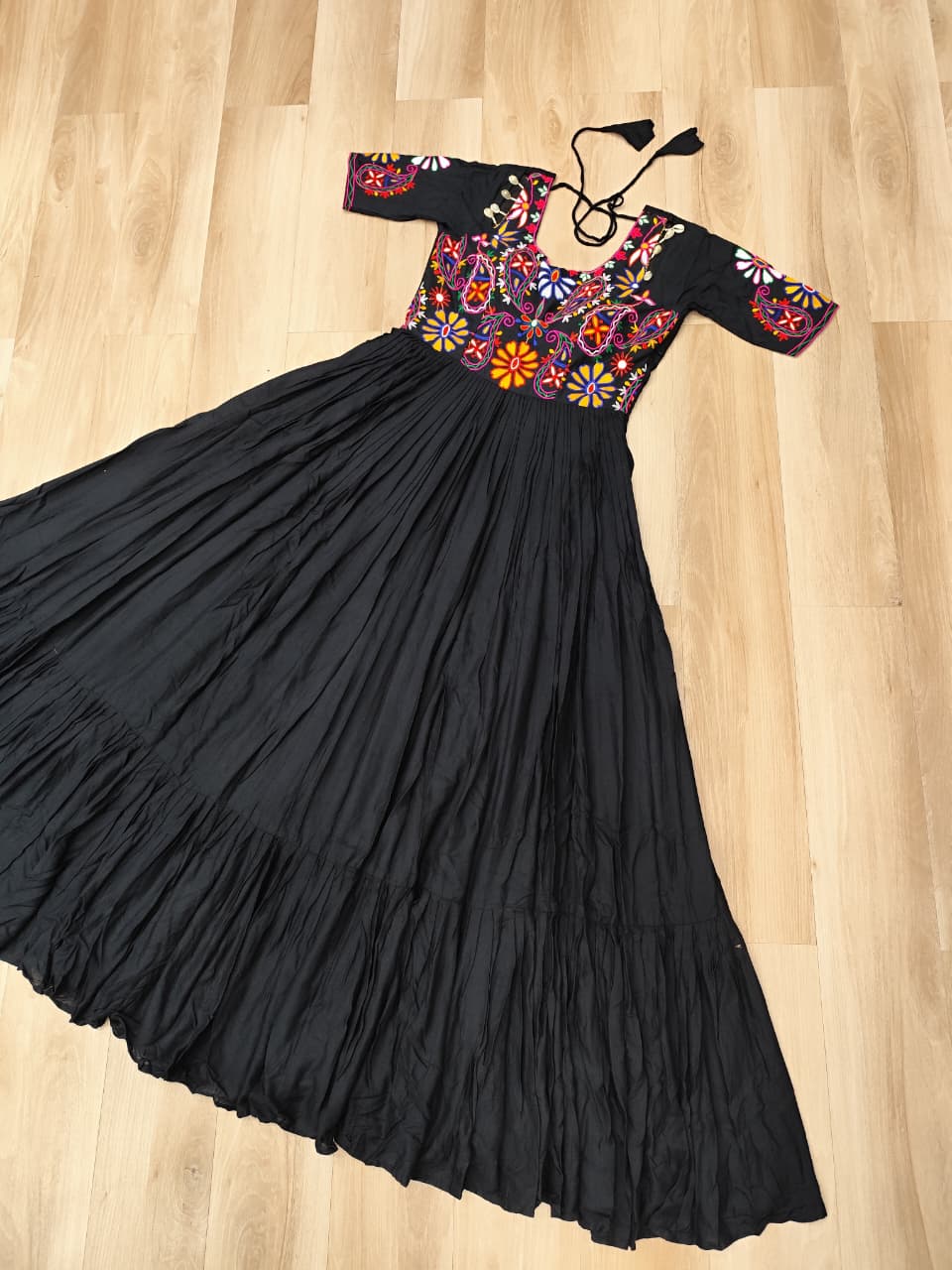 Reyon Fabric with Kutchi Gamthi Thread Work Navratri Gown