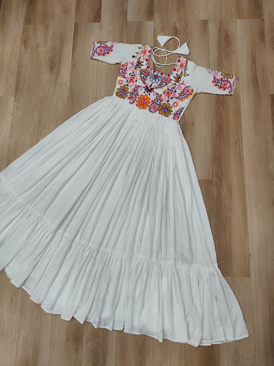 Reyon Fabric with Kutchi Gamthi Thread Work Navratri Gown