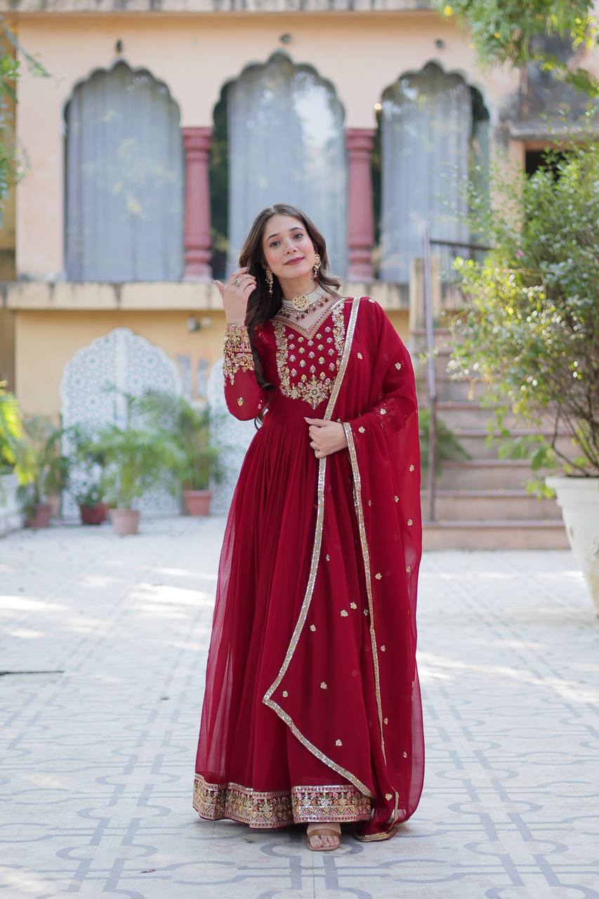 Trending Sequence Work Gown with Dupatta Set
