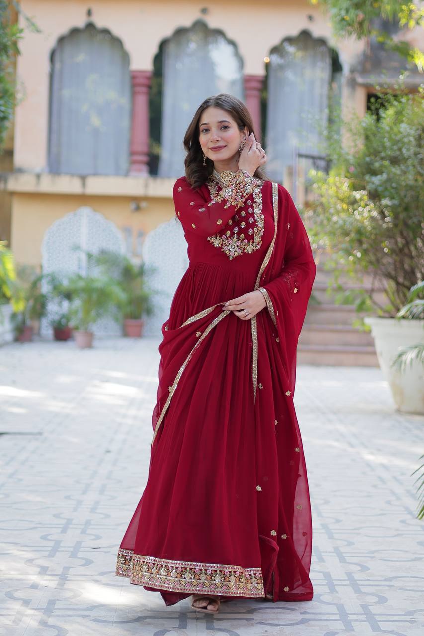 Trending Sequence Work Gown with Dupatta Set