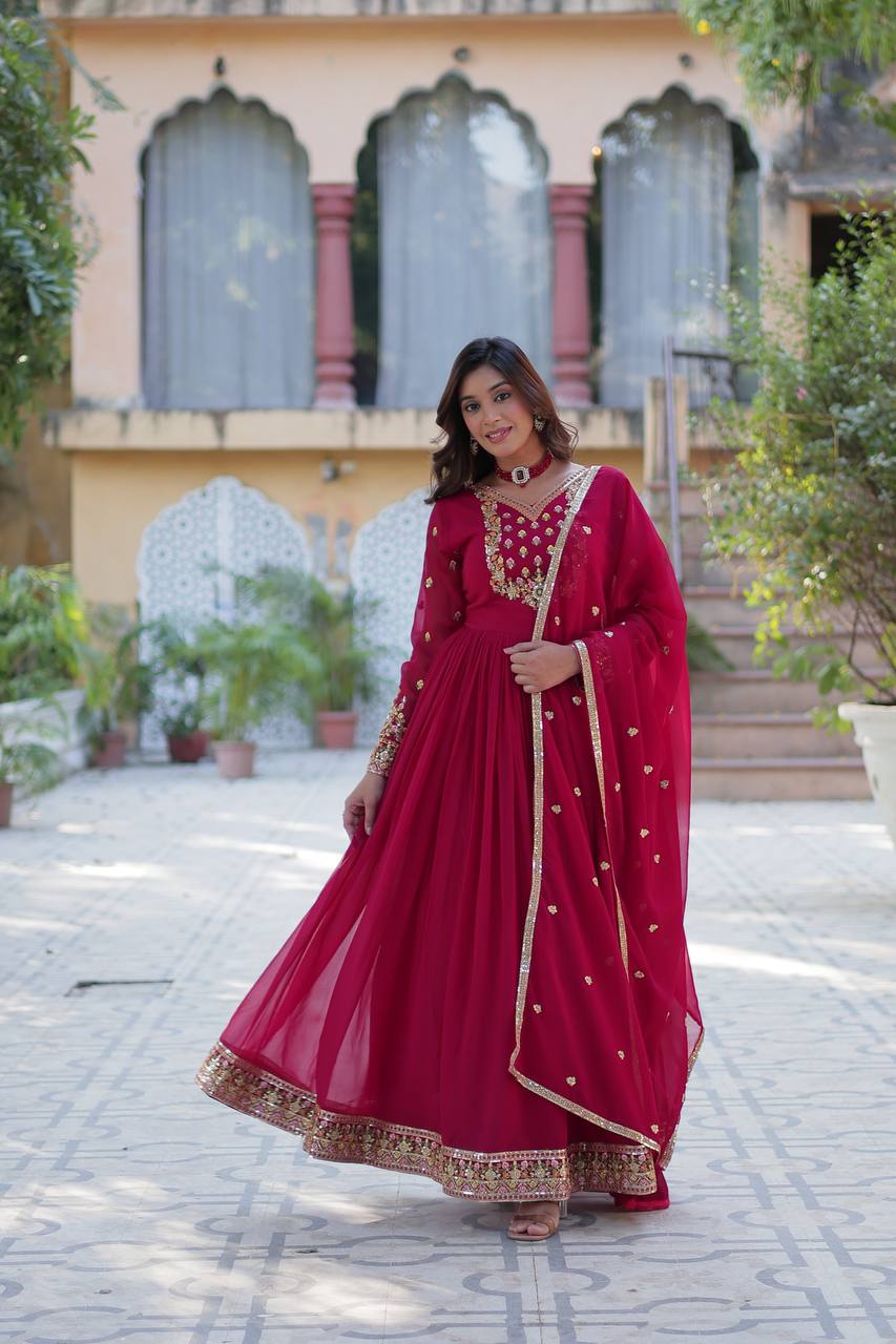 Trending Sequence Work Gown with Dupatta Set