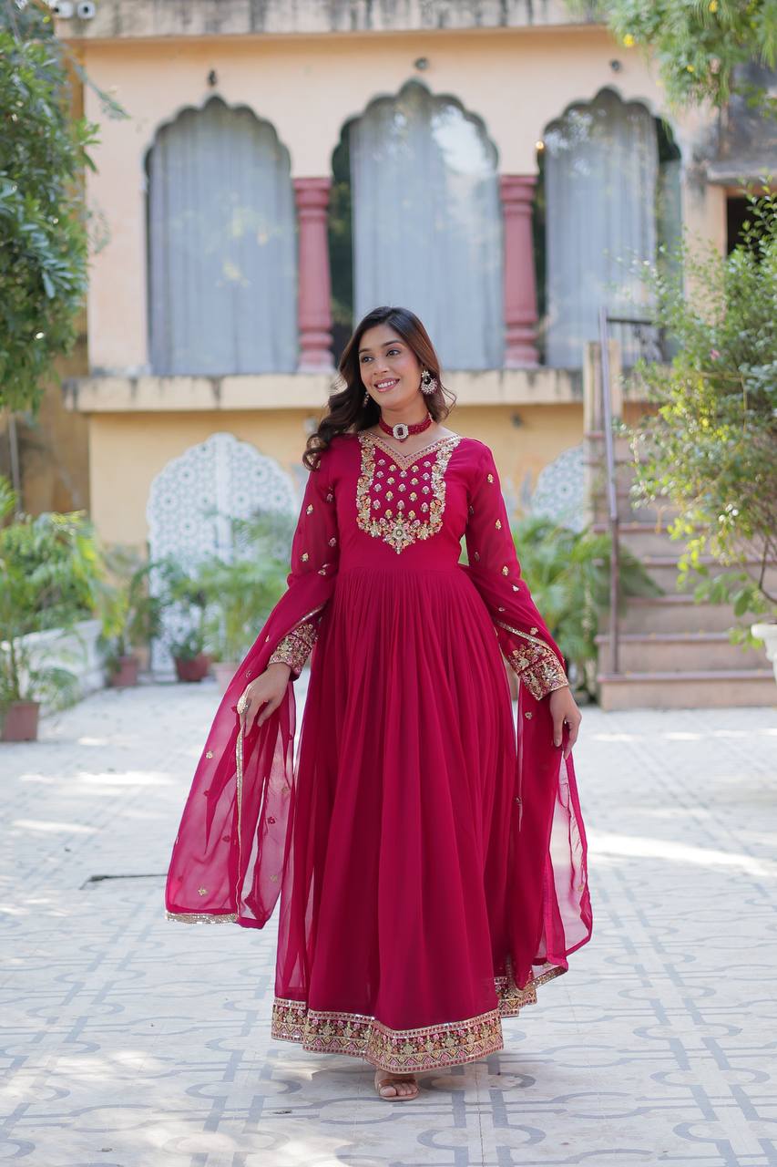 Trending Sequence Work Gown with Dupatta Set