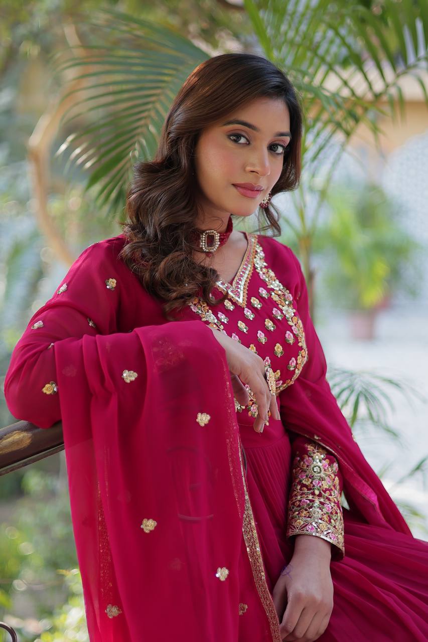 Trending Sequence Work Gown with Dupatta Set