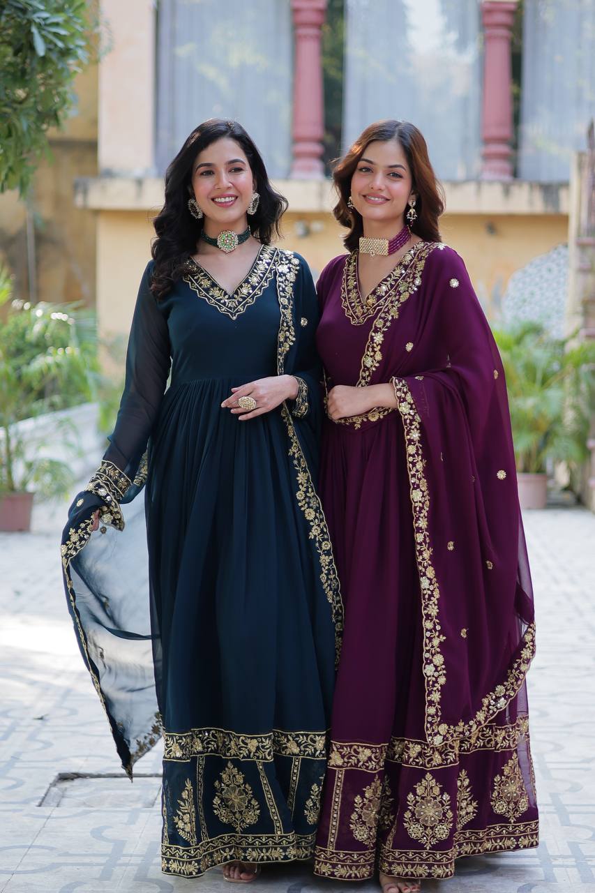 New Trending Blooming Georgette Gown with Dupatta