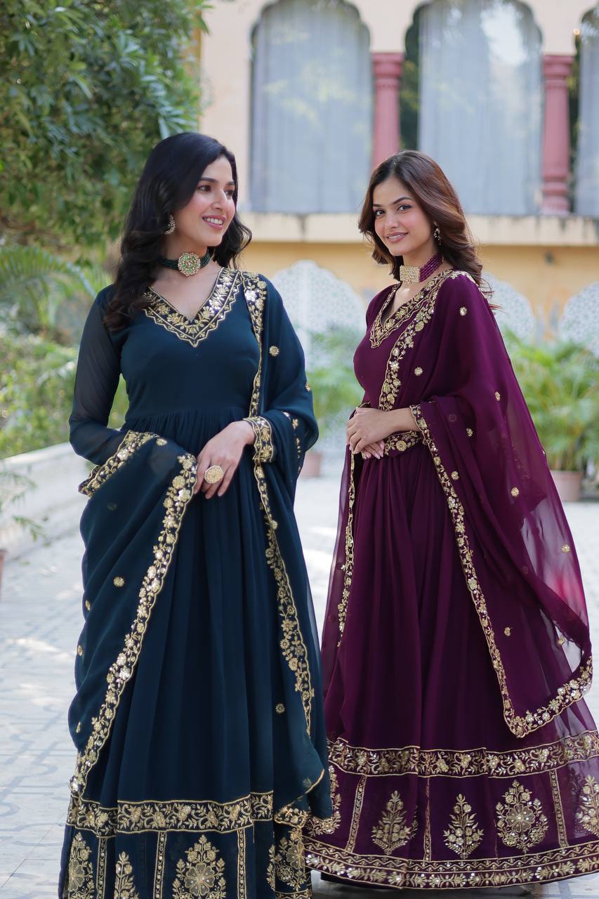 New Trending Blooming Georgette Gown with Dupatta