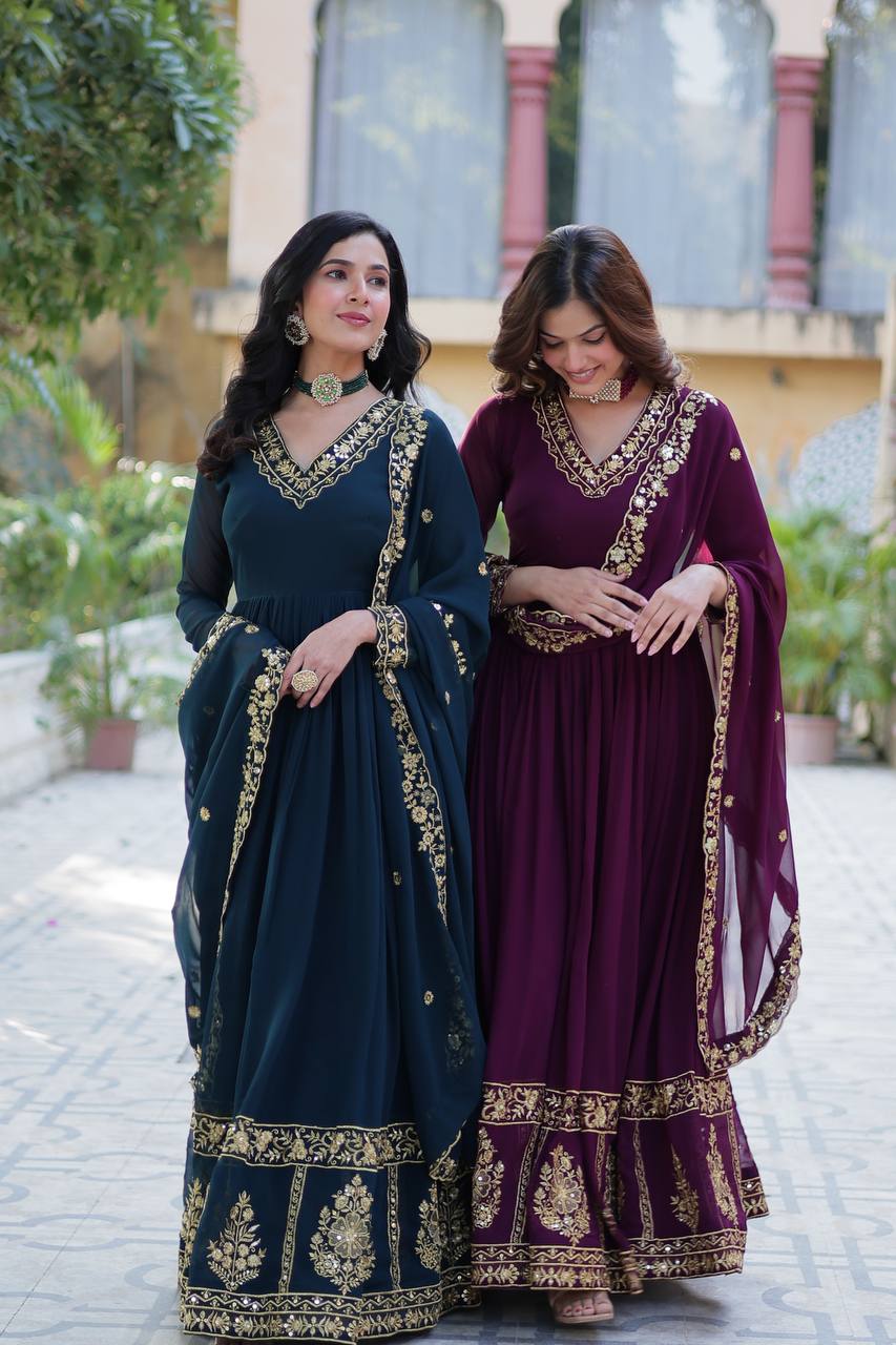 New Trending Blooming Georgette Gown with Dupatta