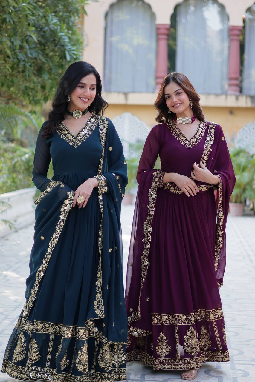 New Trending Blooming Georgette Gown with Dupatta