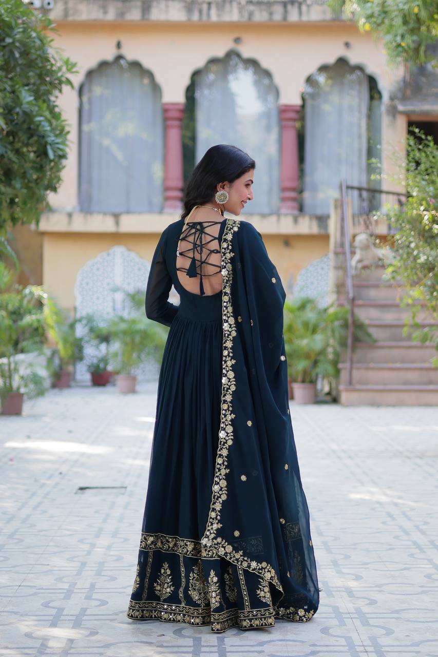 New Trending Blooming Georgette Gown with Dupatta