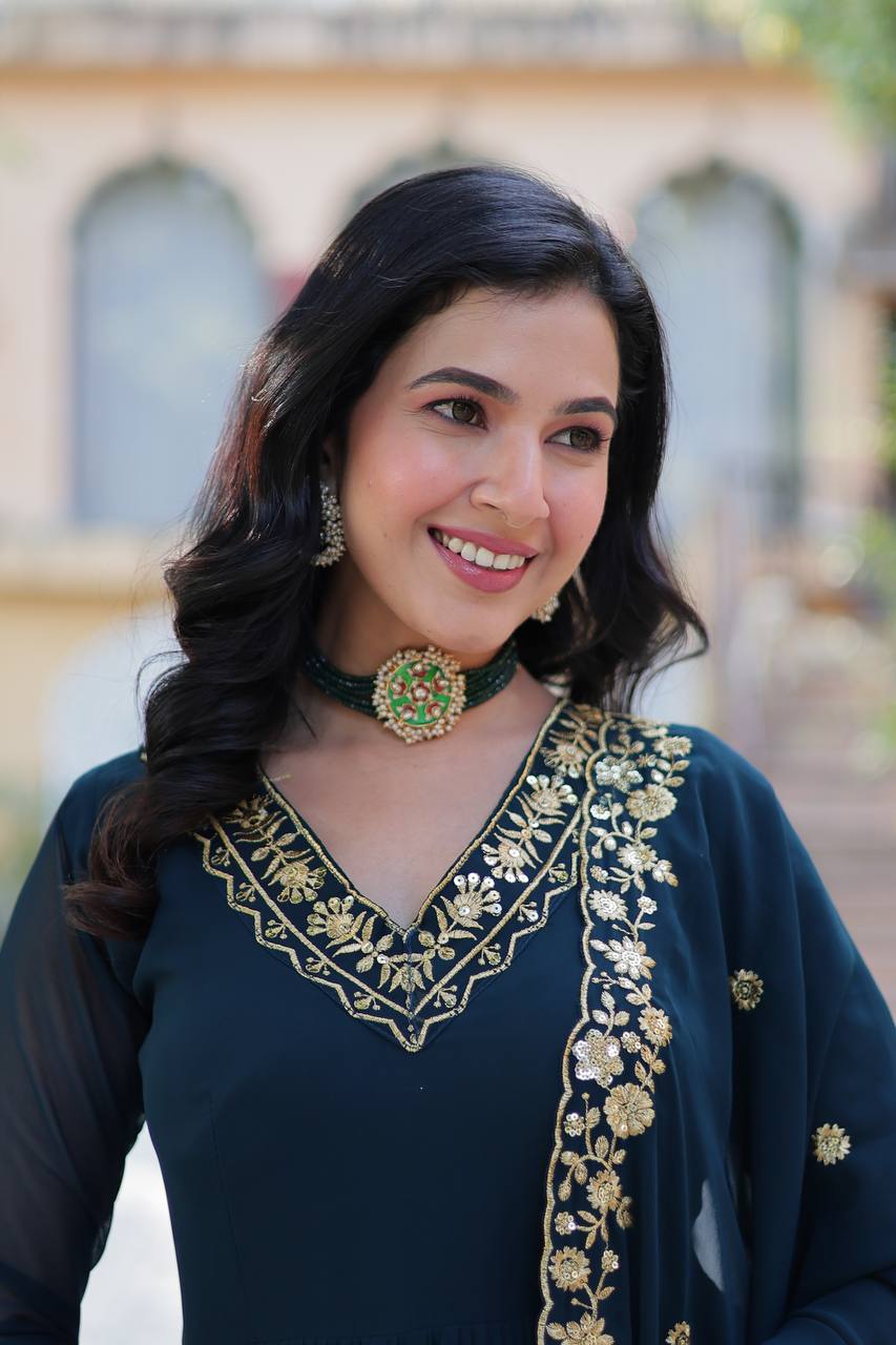 New Trending Blooming Georgette Gown with Dupatta