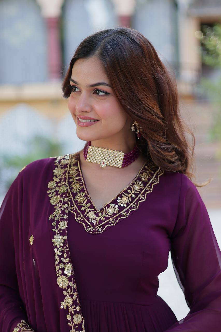 New Trending Blooming Georgette Gown with Dupatta