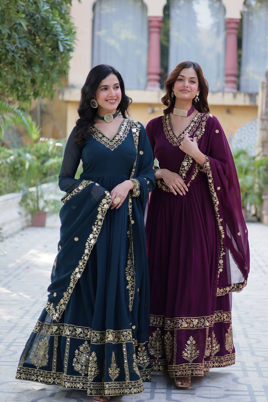 New Trending Blooming Georgette Gown with Dupatta