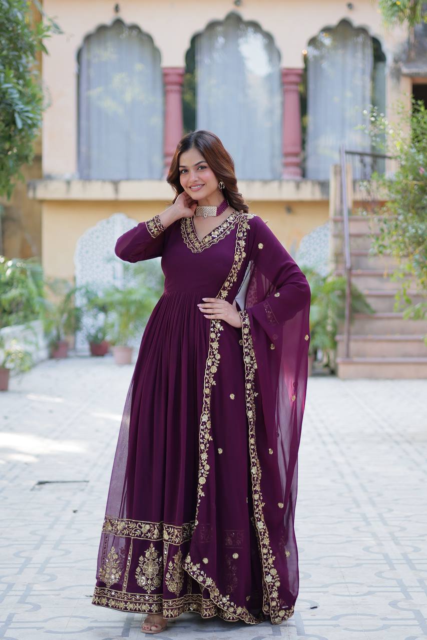 New Trending Blooming Georgette Gown with Dupatta