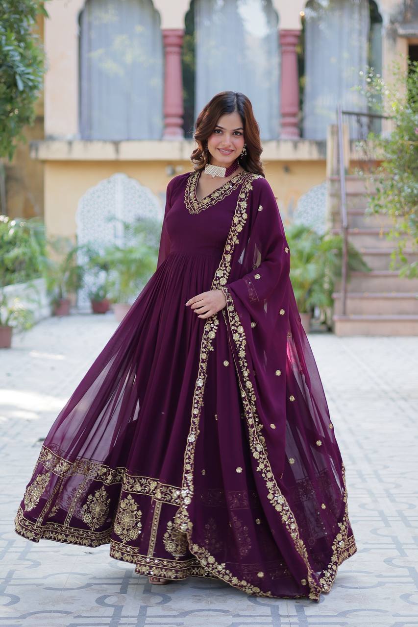 New Trending Blooming Georgette Gown with Dupatta