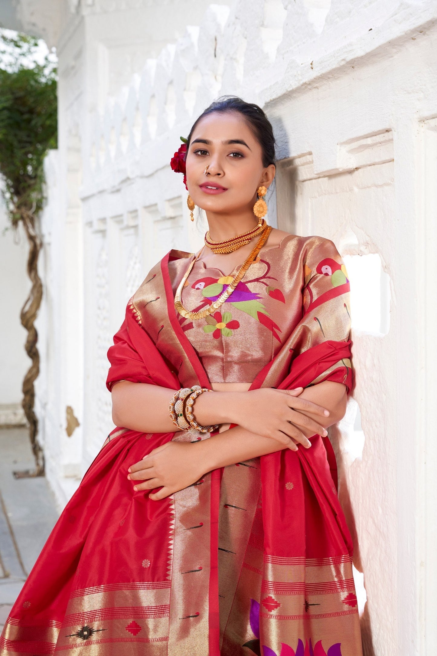 Traditional Green Color Paithani Silk Lehenga Choli