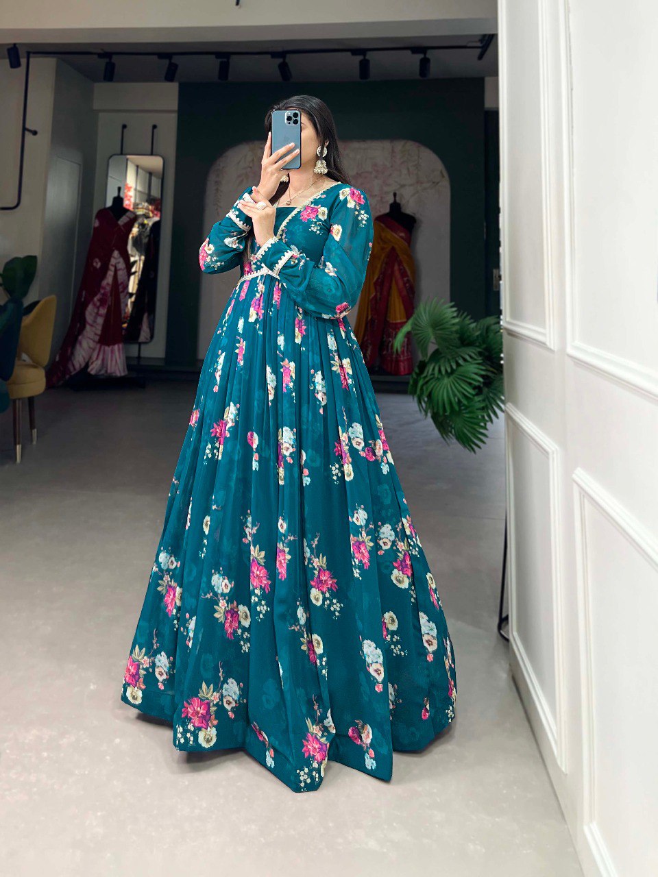 Floral Print Premium Quality Full Length Dress