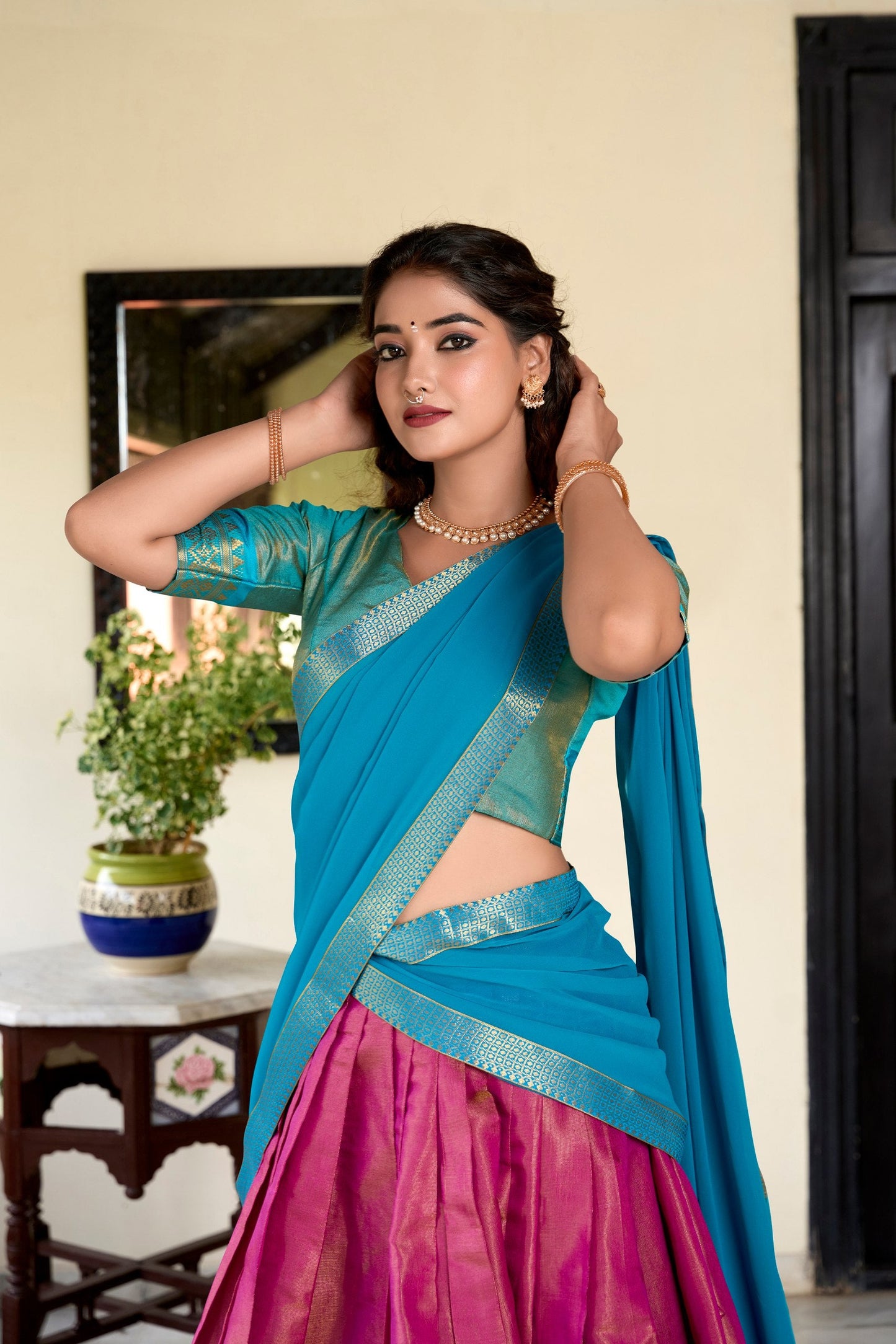 Trending Kanchipuram Zari Weaving Lehenga Set
