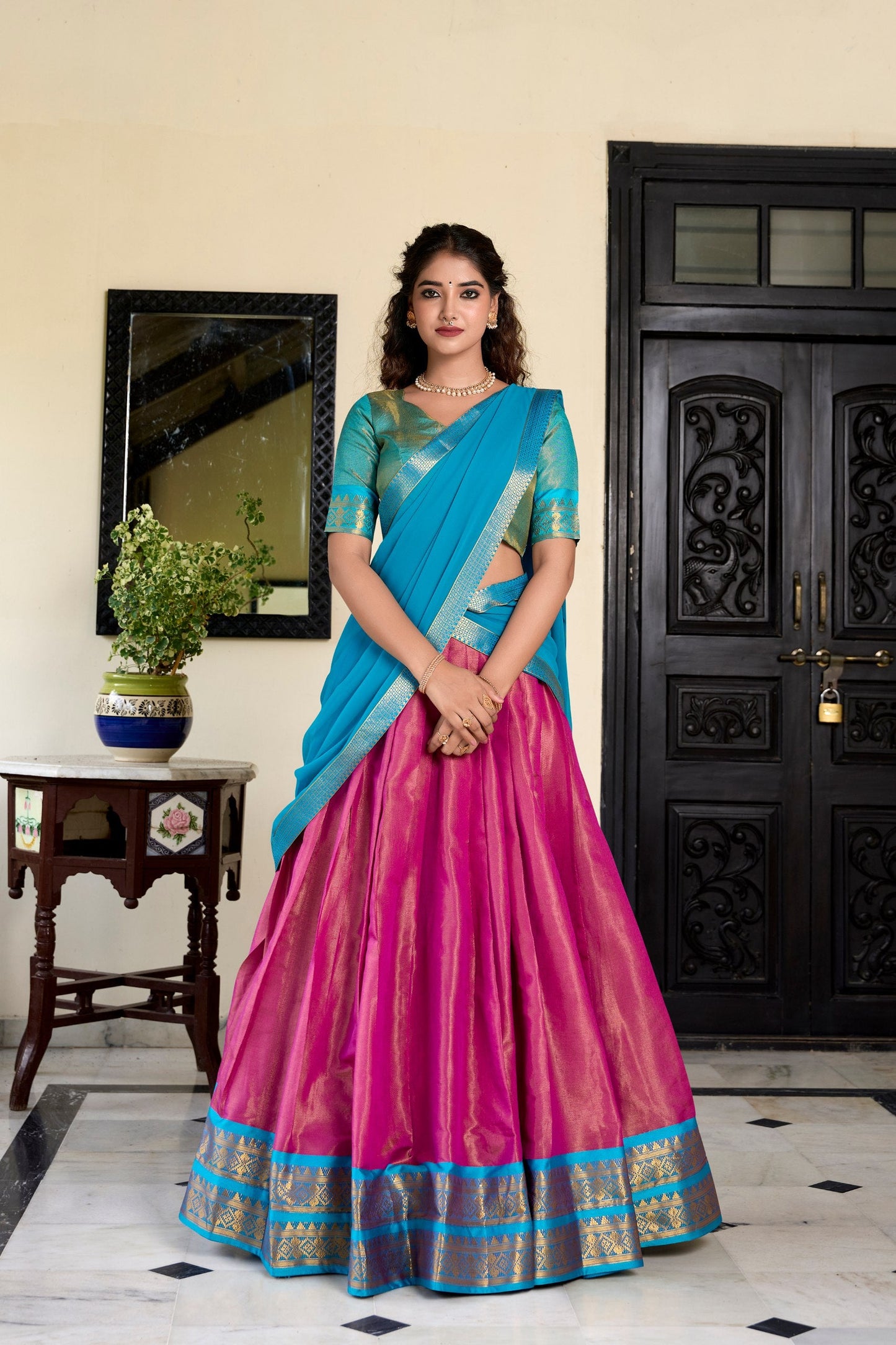 Trending Kanchipuram Zari Weaving Lehenga Set