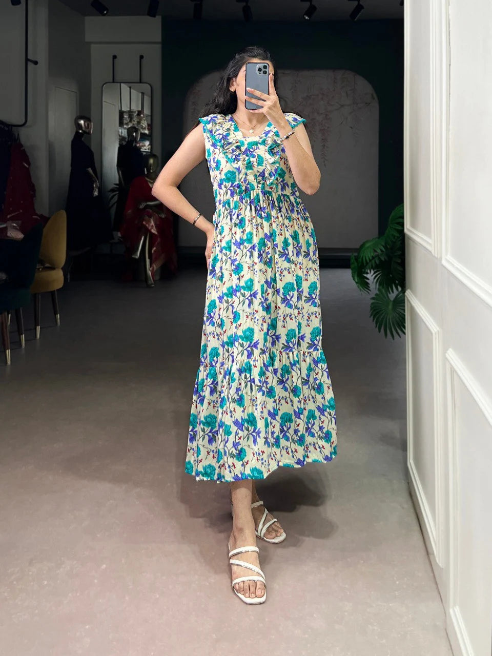 New Floral Print Frock for Womens Dress 2025