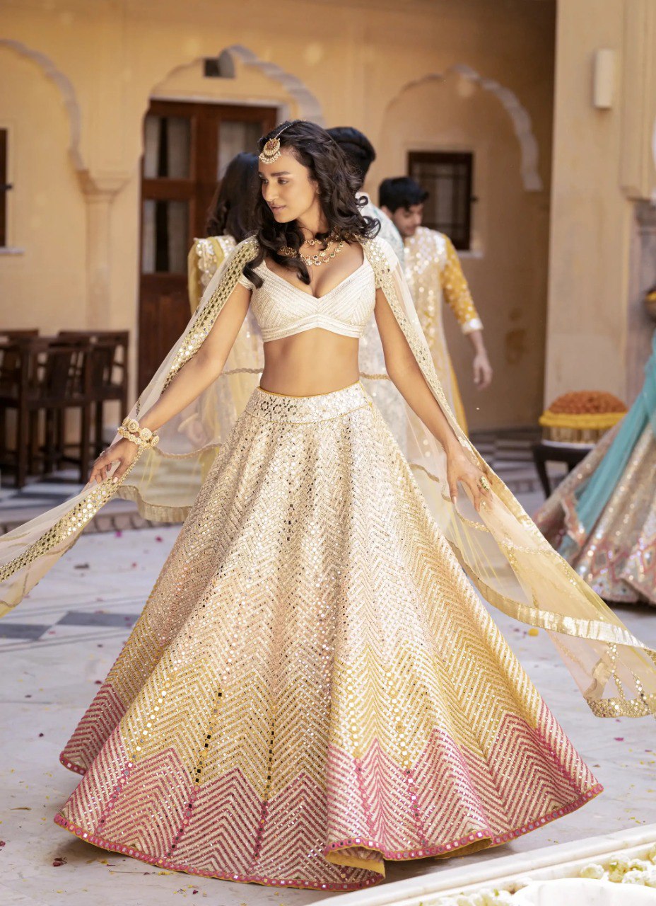 Designer Faux Georgette Multicolor Lehenga Choli