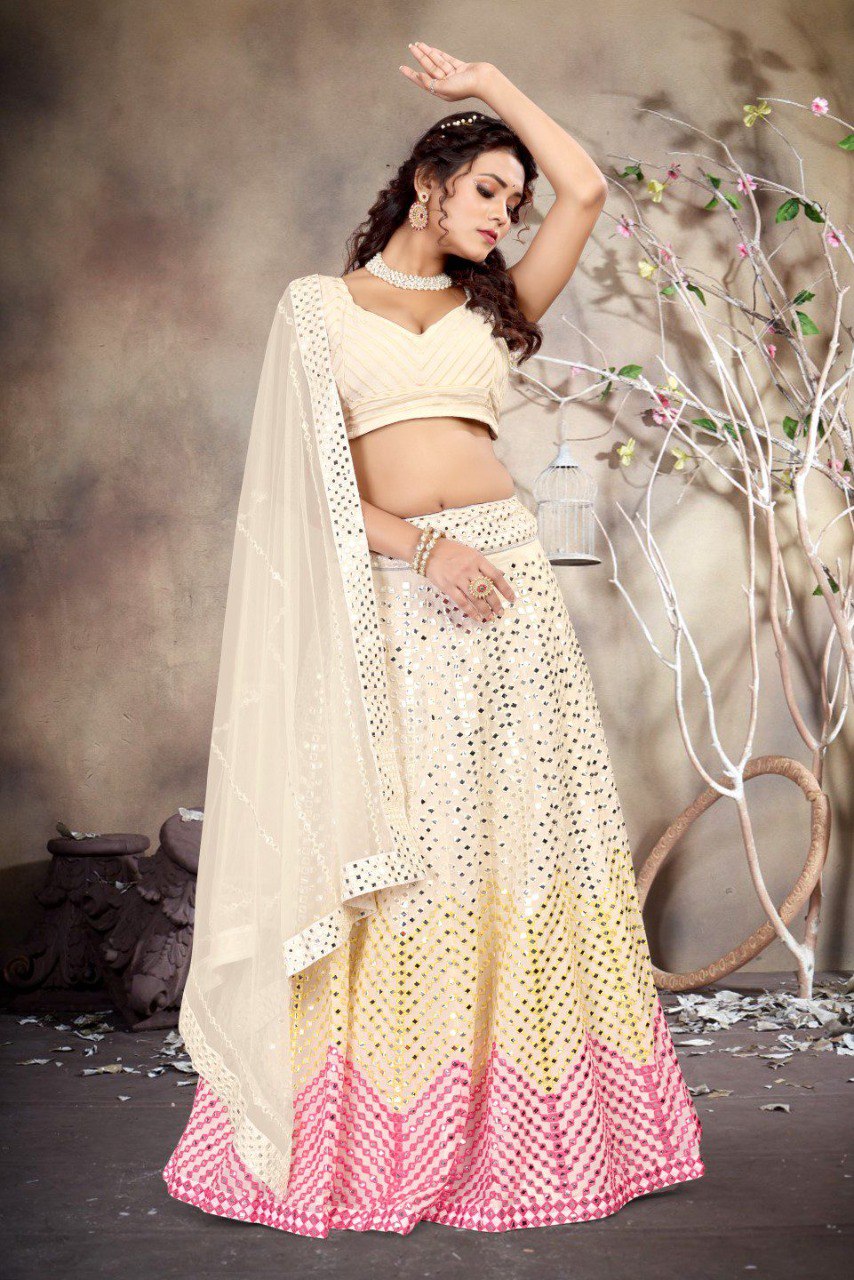 Designer Faux Georgette Multicolor Lehenga Choli
