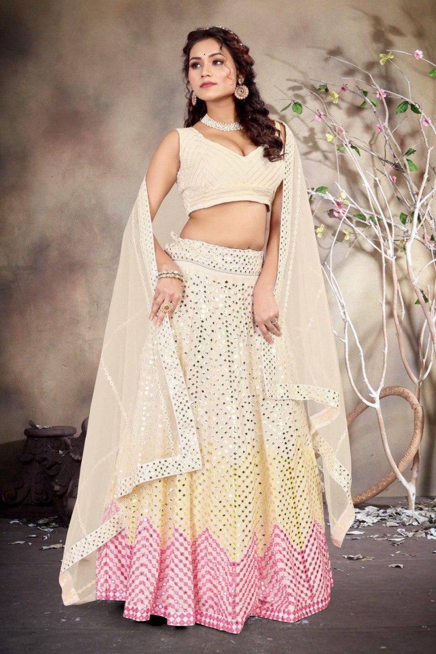 Designer Faux Georgette Multicolor Lehenga Choli