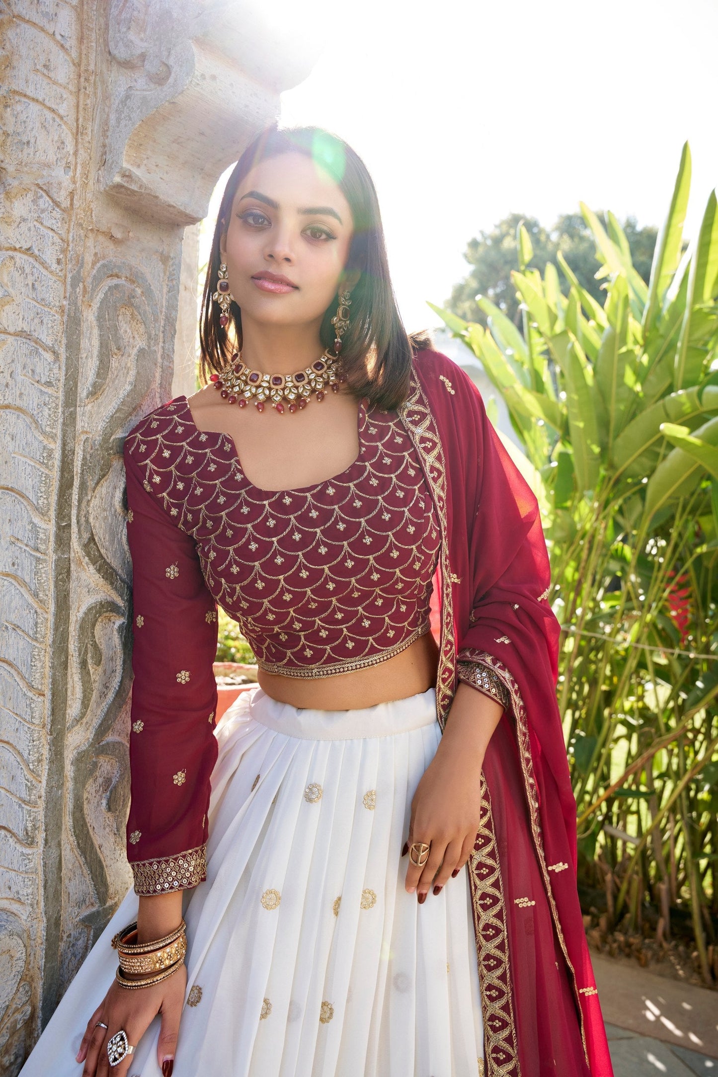 Designer White Color Sequins Lehenga Choli