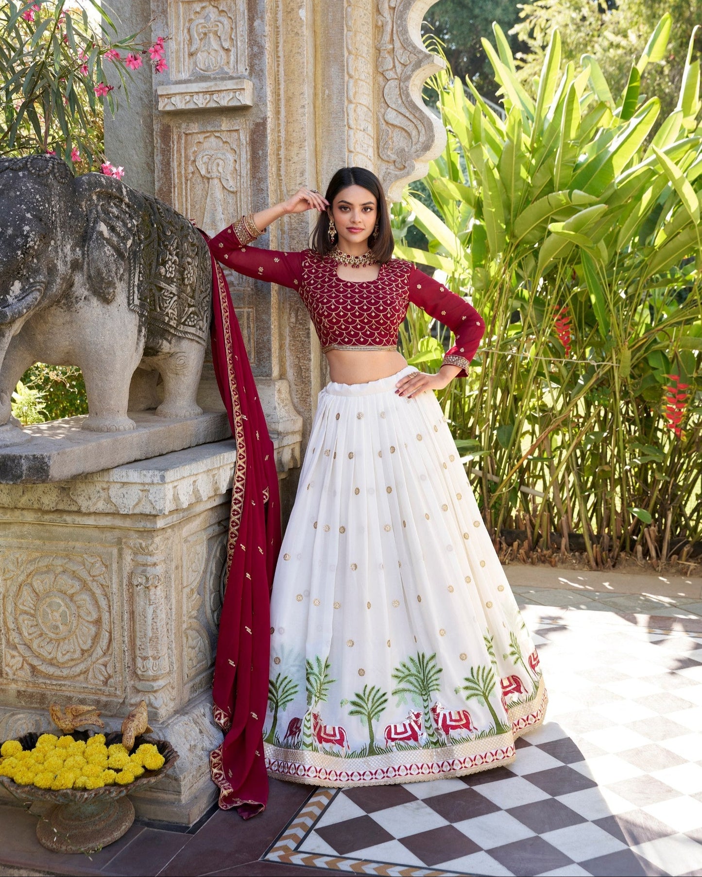 Designer White Color Sequins Lehenga Choli