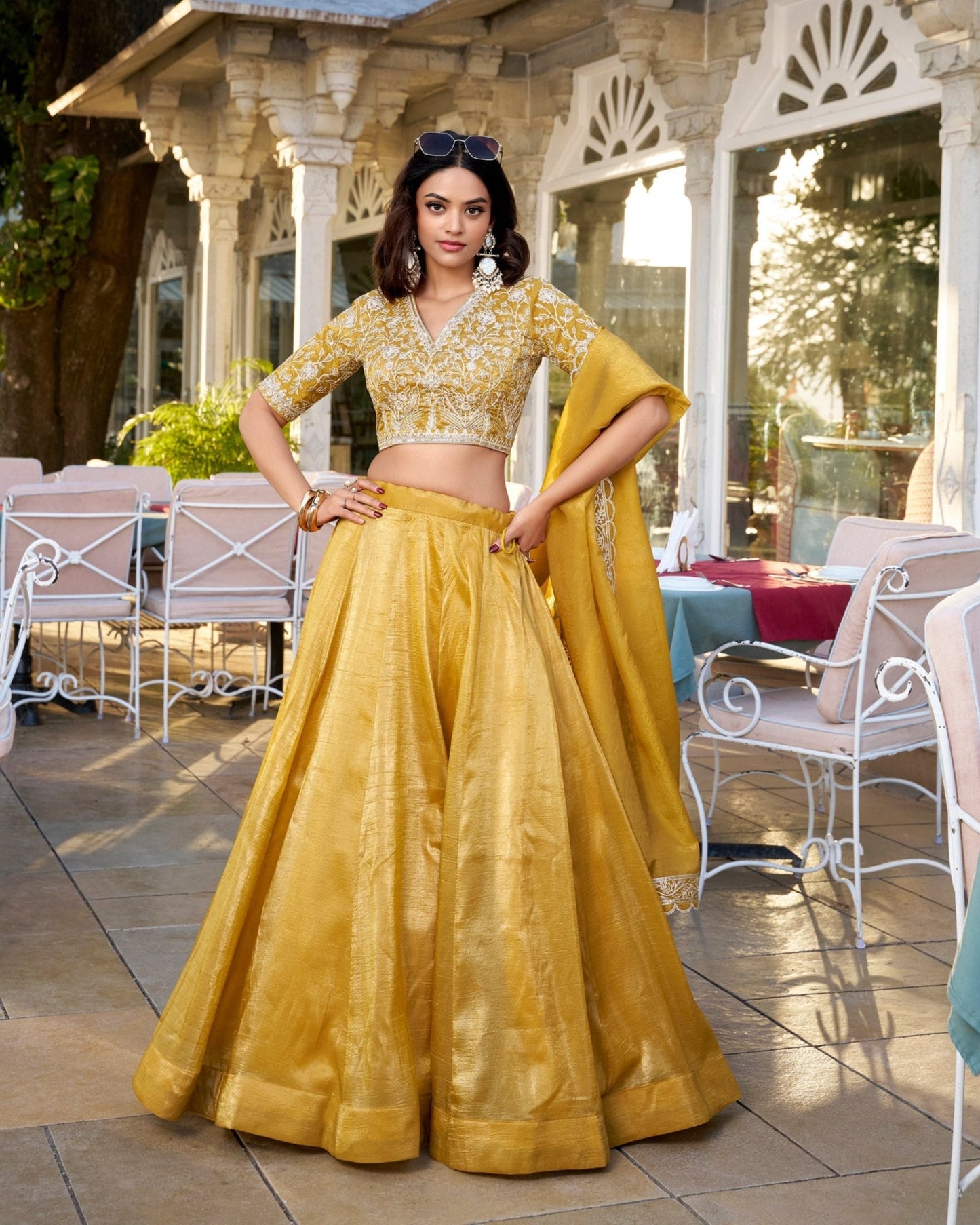 Designer Solid Mustard Lehenga Choli for Functions