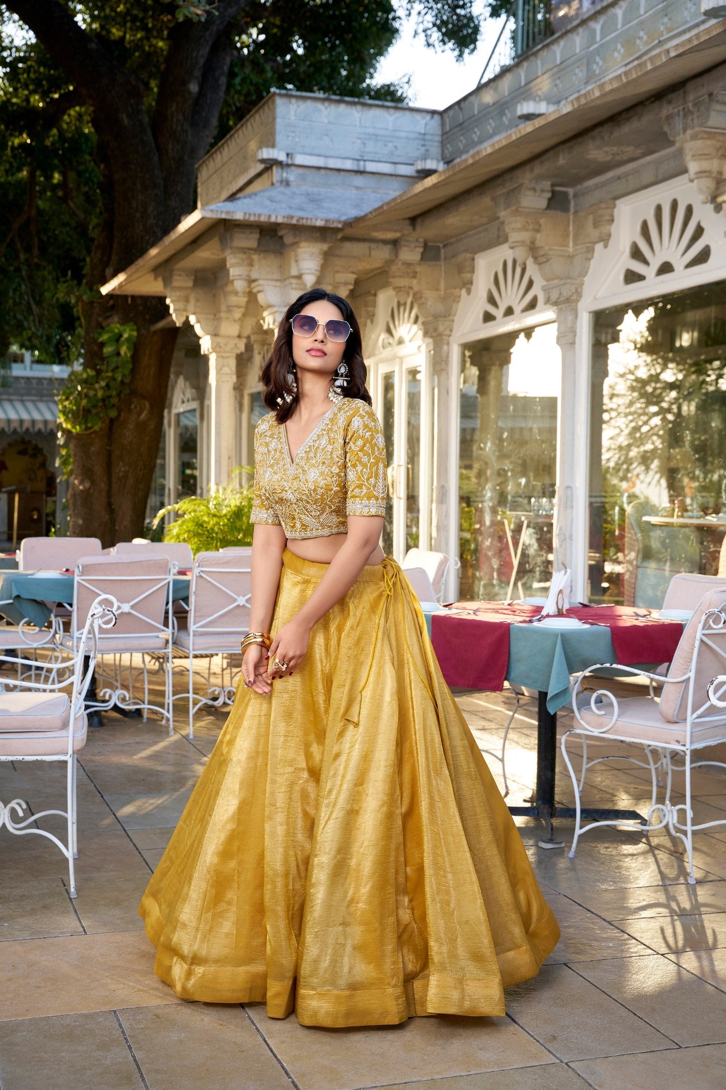 Designer Solid Mustard Lehenga Choli for Functions