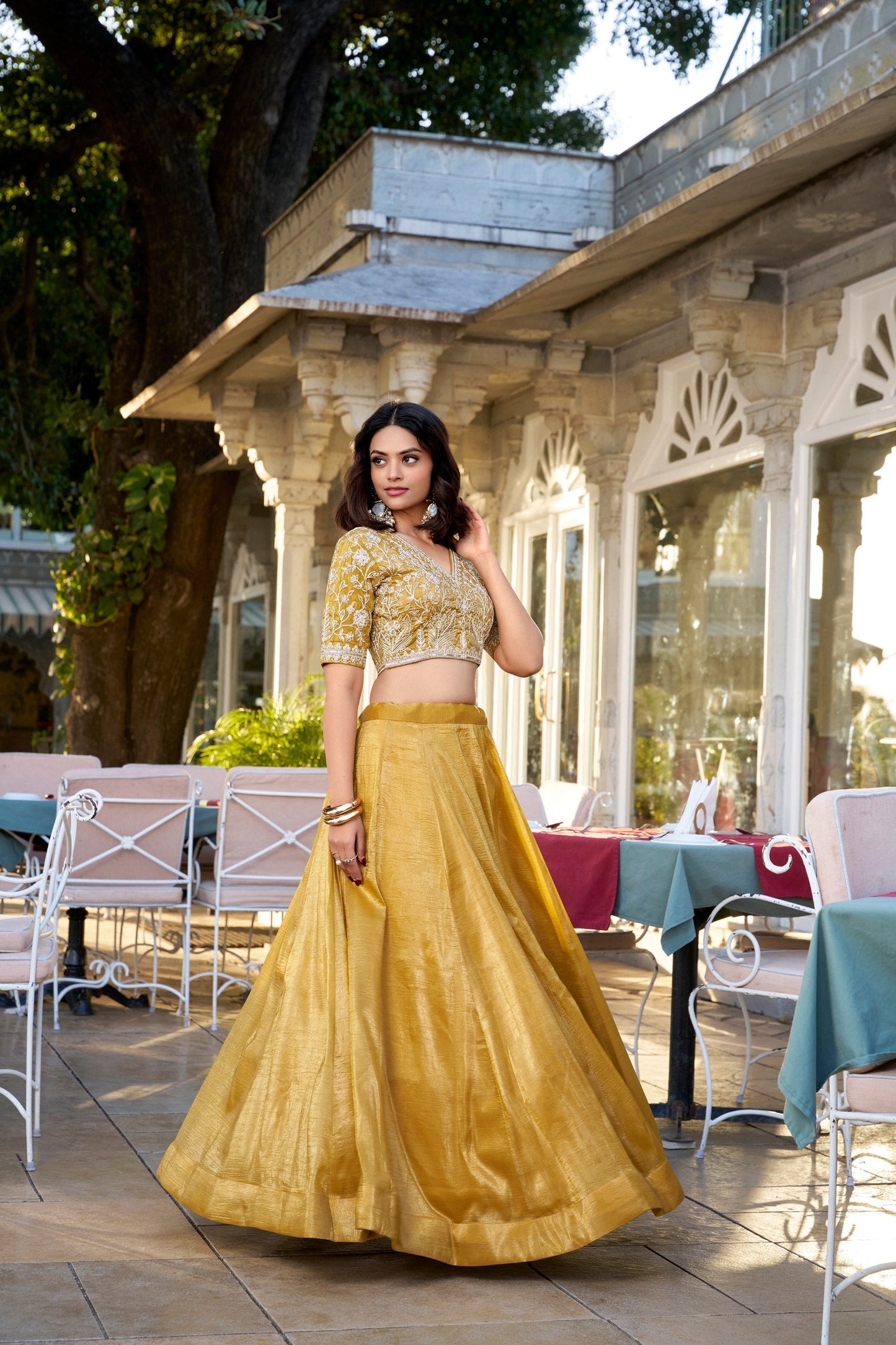 Designer Solid Mustard Lehenga Choli for Functions