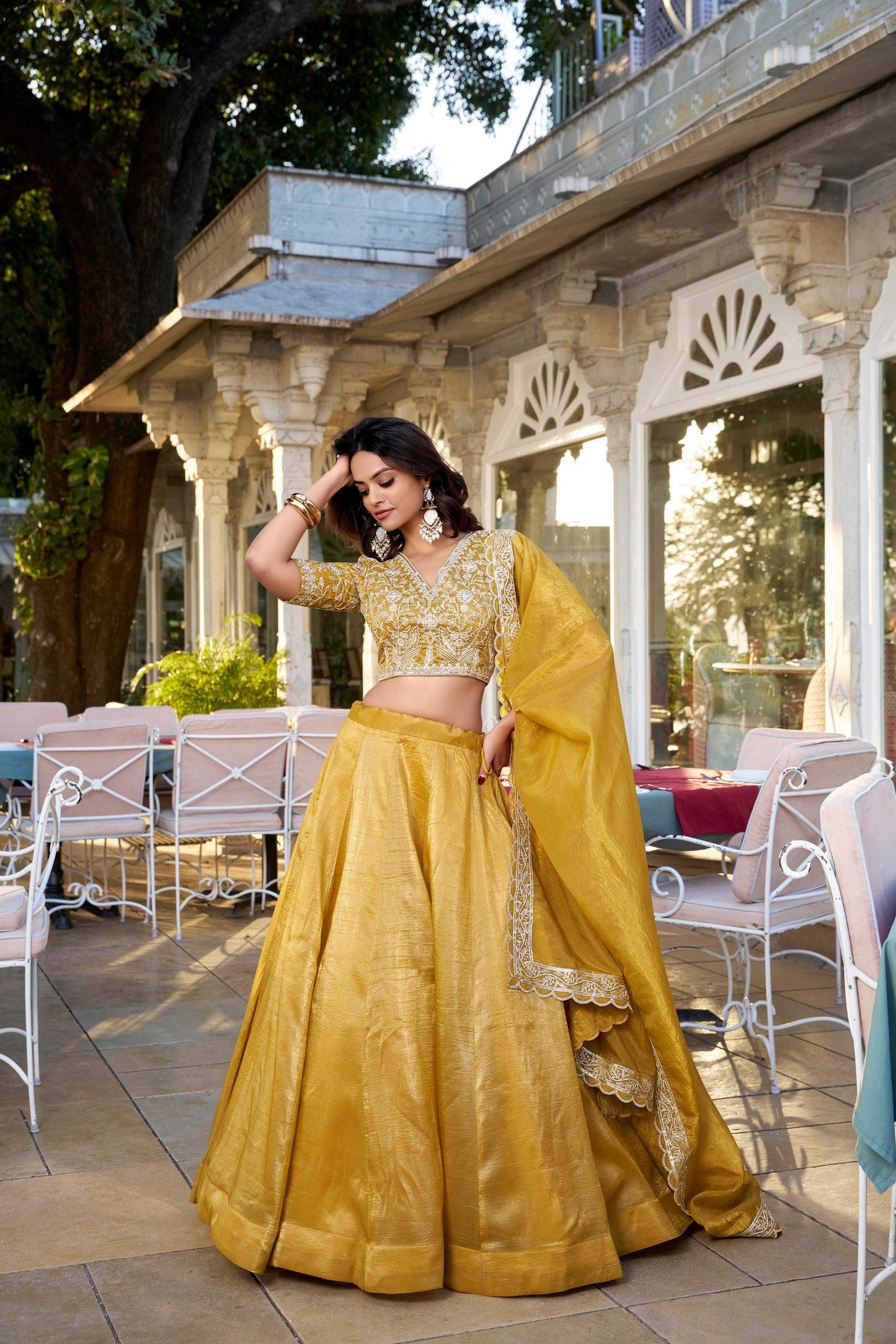 Designer Solid Mustard Lehenga Choli for Functions
