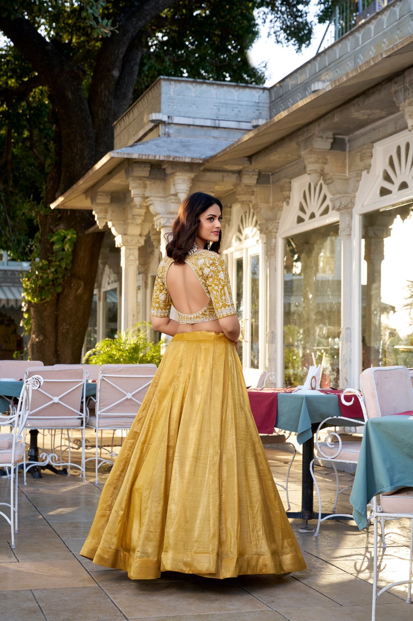 Designer Solid Mustard Lehenga Choli for Functions