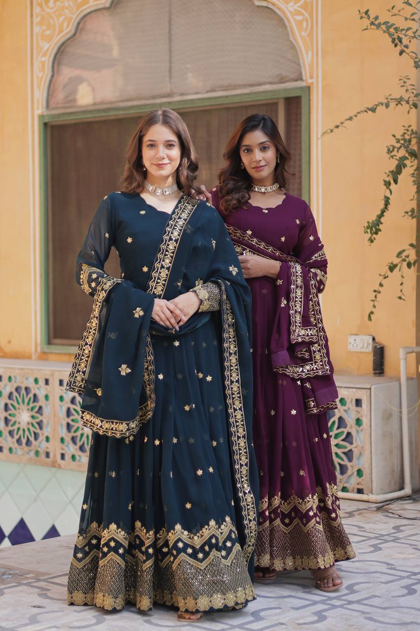 Affordable Trendy Faux Georgette Gown Outfit