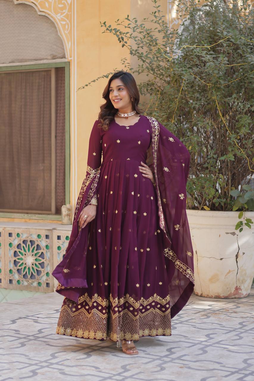 Affordable Trendy Faux Georgette Gown Outfit