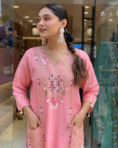 Exclusive Sequence & Cowry Work Suit Set for Womens