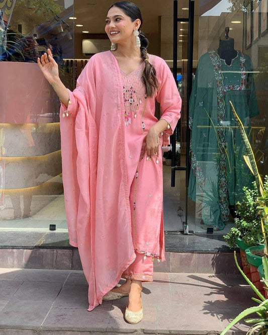 Exclusive Sequence & Cowry Work Suit Set for Womens