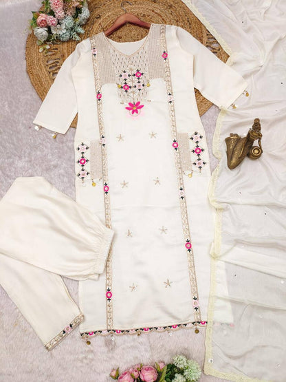 Exclusive Sequence & Cowry Work Suit Set for Womens
