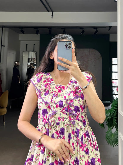 New Maslin Silk Floral Print Design Dress