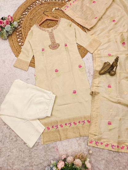 Designer Trending Floral Embroidery Motifs Suit Set