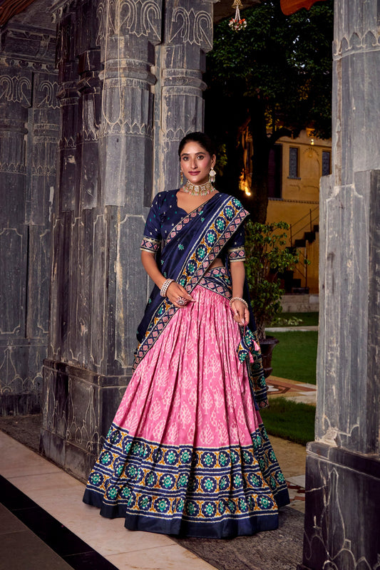 Designer Tasar Silk Lehenga Choli with Embroidery Detailing