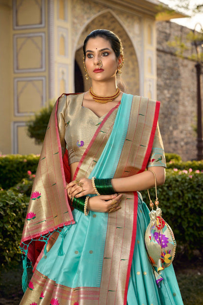 Paithani Jacquard Zari Weaving Lehenga Set